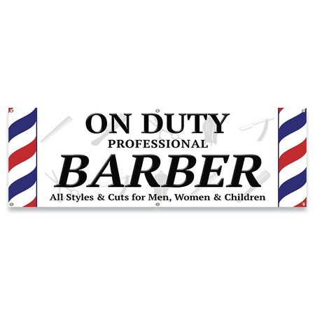 Signmission On Duty Professional Barber Banner Concession Stand Food Truck Single Sided B-72-30122
